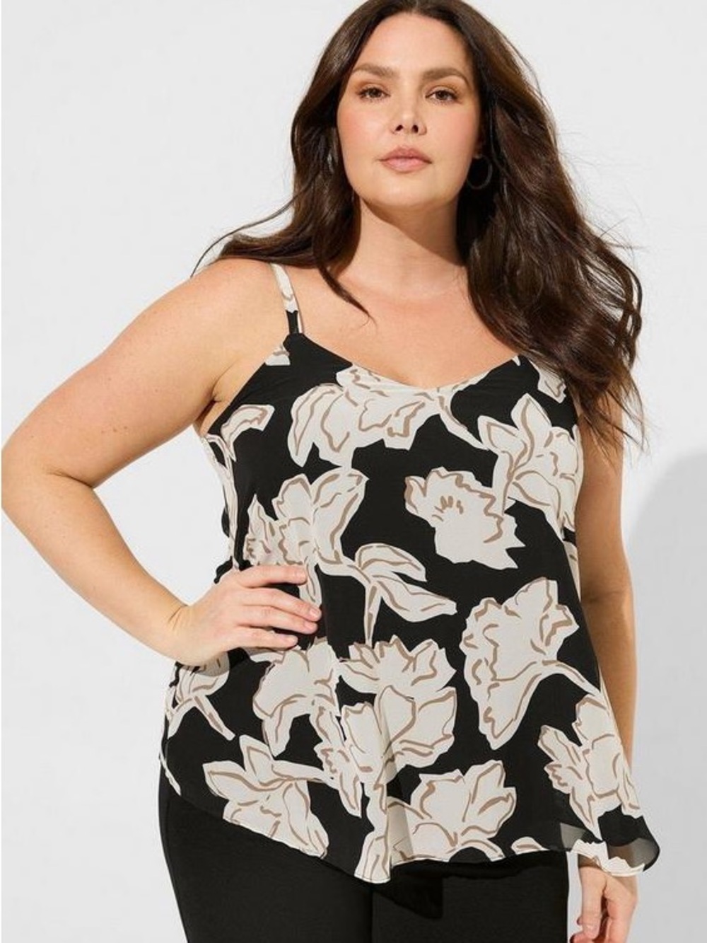 Torrid Sophie Chiffon Swing Black Floral Cami Size 5/5X